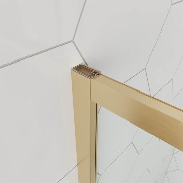 Душевой угол Veconi Ottimo P10 G, 800x800x1900, золото брашинг, стекло янтарное