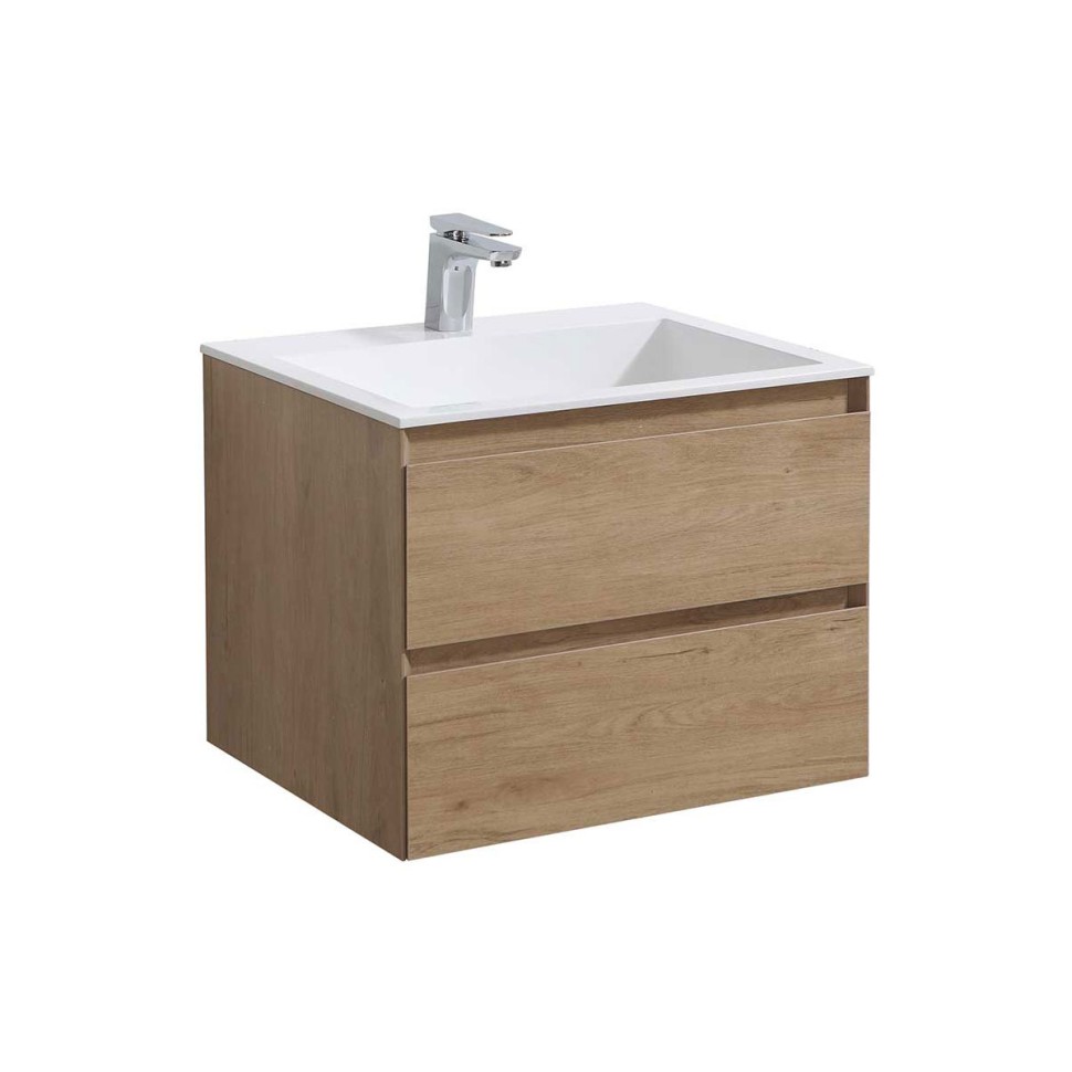 База под раковину Luka 600 подвесная, 2 выкатных ящика soft-close, N.Oak