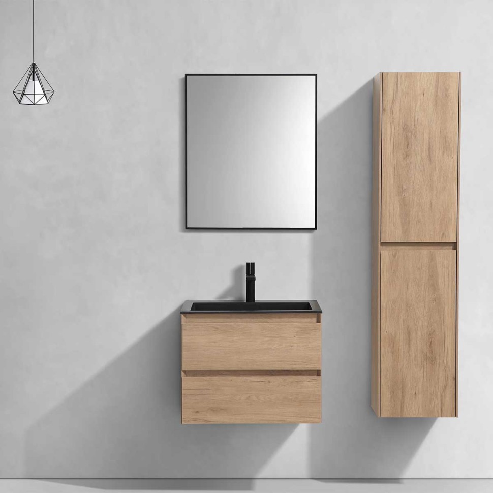 База под раковину Luka 600 подвесная, 2 выкатных ящика soft-close, N.Oak