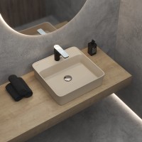Раковина BERGES Ego SL накладная, 45x45 см, матовый жасмин, с отверстием под смеситель