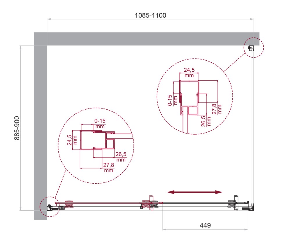 Душевой уголок BelBagno LUCE-AH-1-110/90-C-Cr