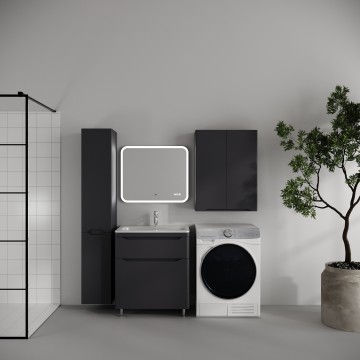 Тумба напольная STYLELINE "Марелла 70" (2 ящ.) Люкс Плюс антискрейтч графит с раковиной Марелла Люкс 700х400