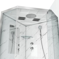 Душевая кабина Niagara Luxe NG-7702DM (100x100х210) низкий поддон(15см),дверь распашная,стенки мрамор,3 места