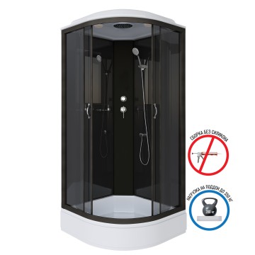 Душевая кабина Niagara Classic NG-6501-14 (90х90х215) средний поддон(26см),черный,стекло тонированное,4 места