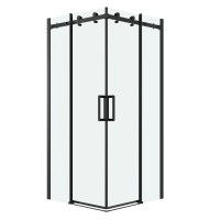 Душевое ограждение Grossman Classic 300.K33.04.1010.21.00 (100х100х195) квадрат,раздвижная,черный матовый, стекло прозрачное, 2 места