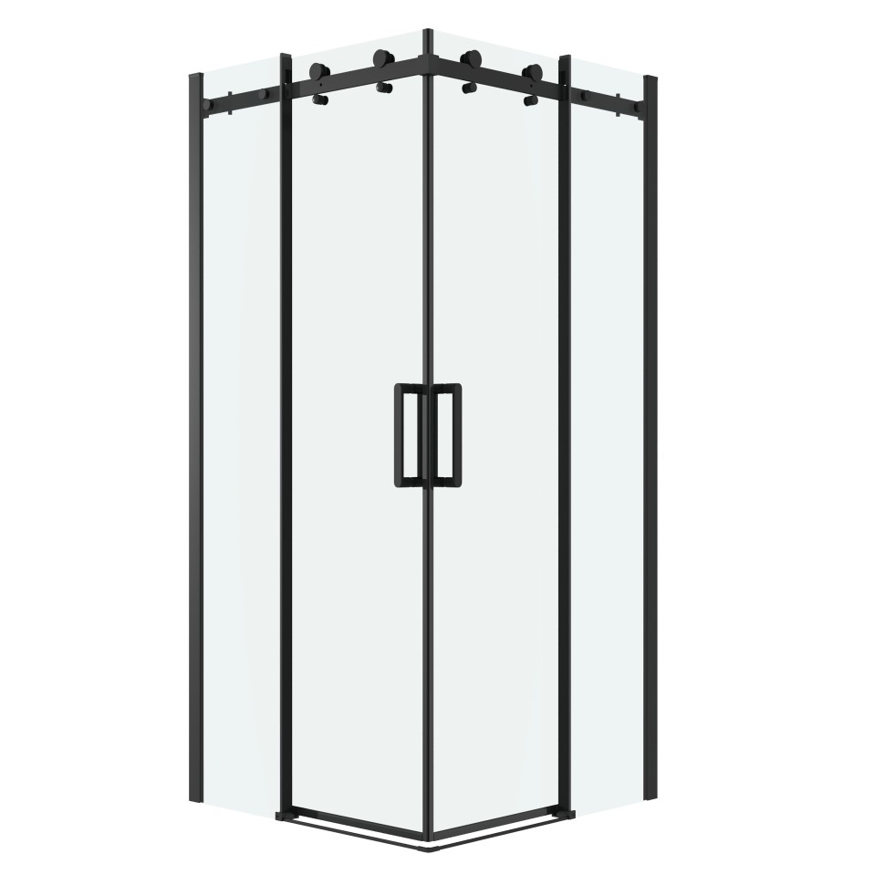 Душевое ограждение Grossman Classic 300.K33.04.1010.21.00 (100х100х195) квадрат,раздвижная,черный матовый, стекло прозрачное, 2 места