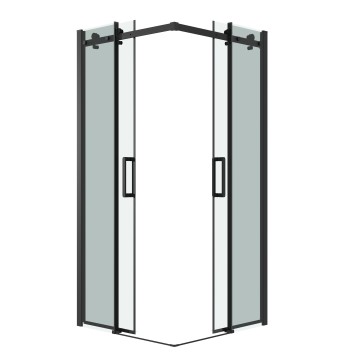 Душевое ограждение Grossman Classic 300.K33.04.1010.21.00 (100х100х195) квадрат,раздвижная,черный матовый, стекло прозрачное, 2 места
