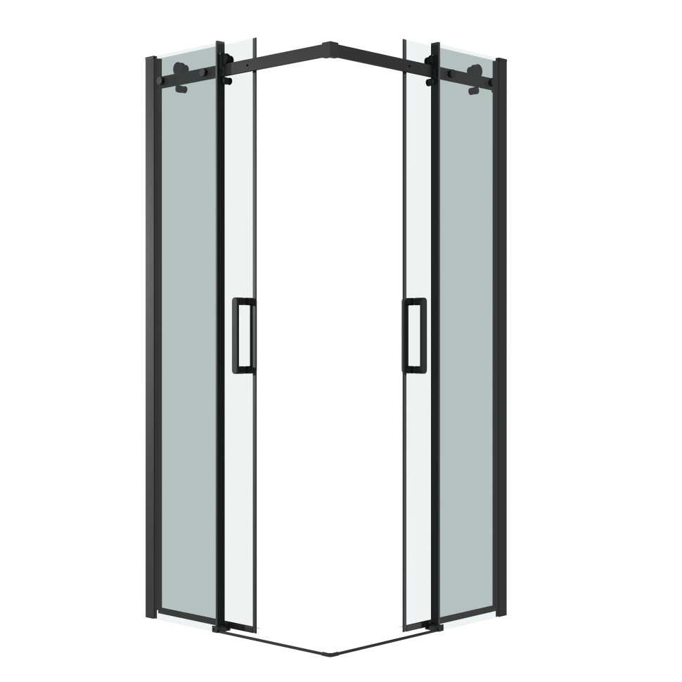 Душевое ограждение Grossman Classic 300.K33.04.1010.21.00 (100х100х195) квадрат,раздвижная,черный матовый, стекло прозрачное, 2 места