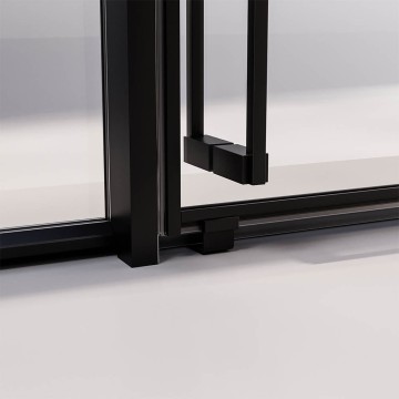 Душевая дверь раздвижная Premium Prato 300 B-L, 1300х2000, черный матовый, стекло прозрачное