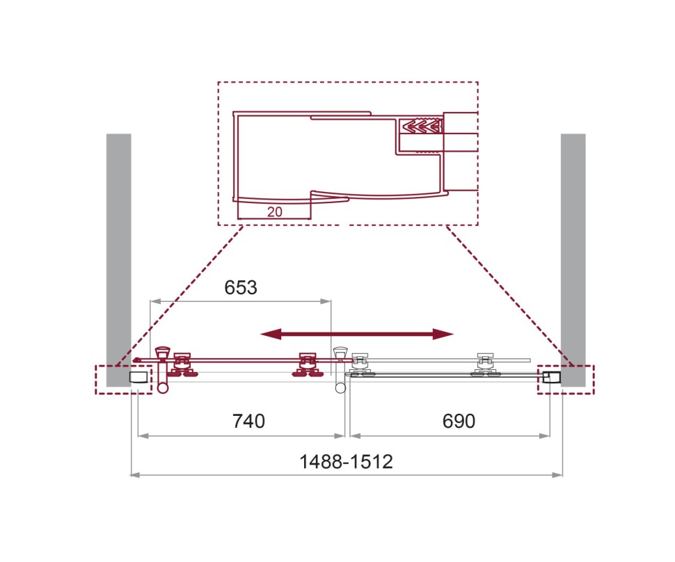 Душевая дверь BelBagno UNO-195-BF-1-150-C-Cr
