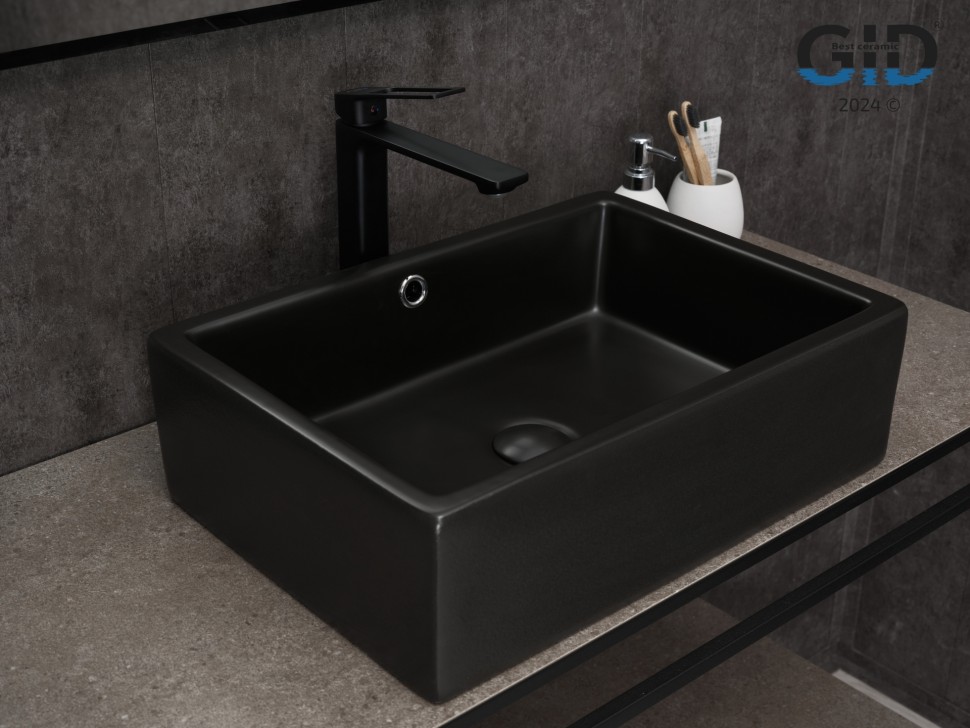 Раковина Gid N9129bg 53381 накладная черная графит 50x38x14.5