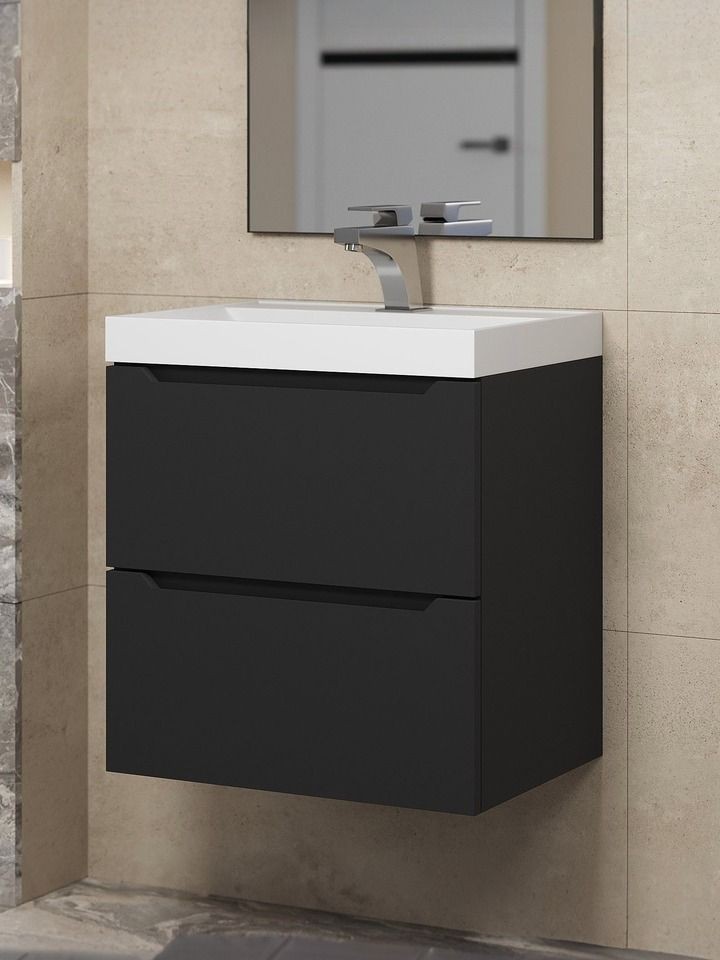 Тумба под раковину для ванной Uperwood Tanos 50 см, подвесная, черная матовая