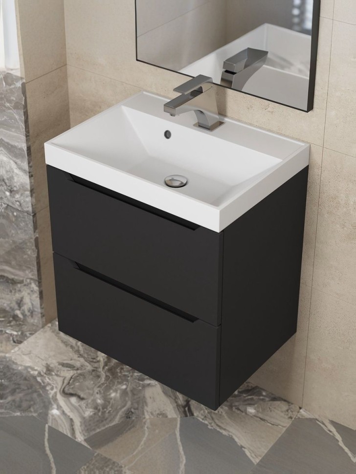 Тумба под раковину для ванной Uperwood Tanos 50 см, подвесная, черная матовая