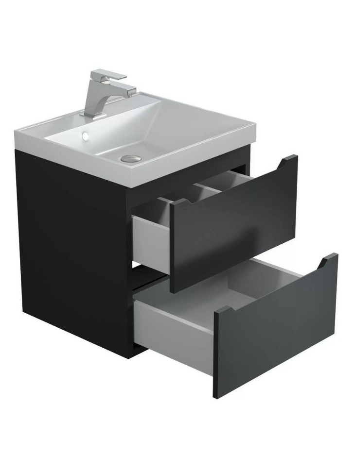 Тумба под раковину для ванной Uperwood Tanos 50 см, подвесная, черная матовая