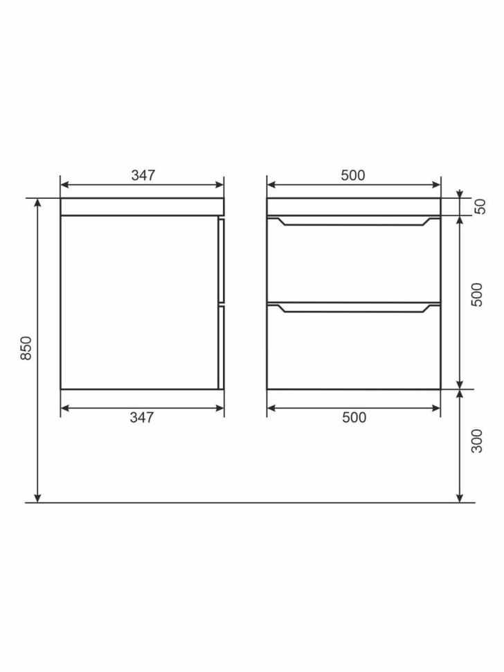 Тумба под раковину для ванной Uperwood Tanos 50 см, подвесная, черная матовая