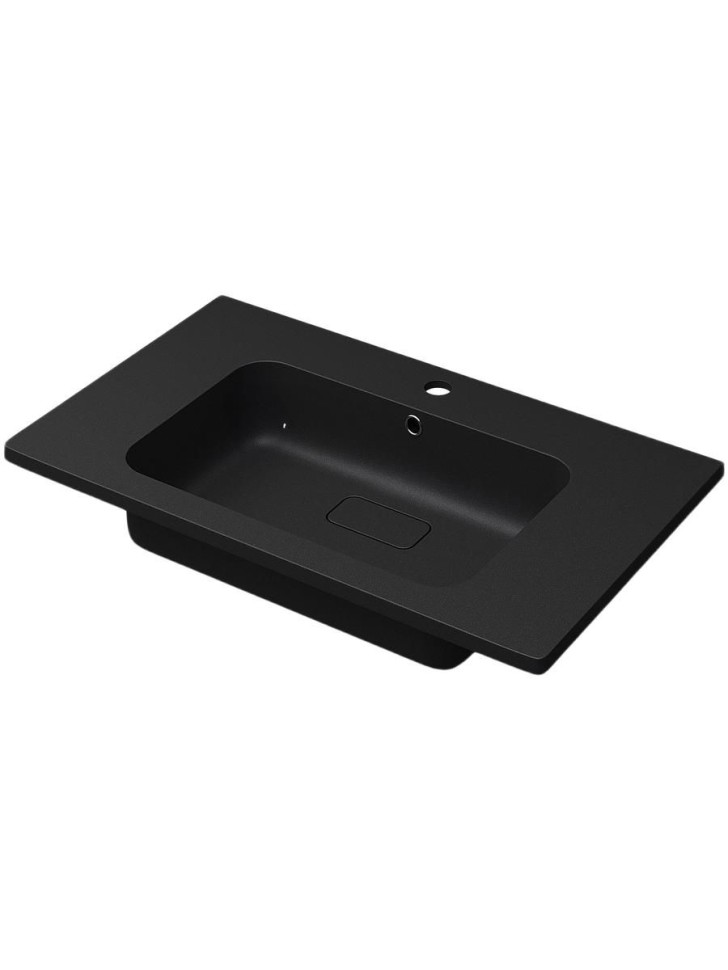 Раковина для ванной кварцевая Uperwood Lagoon Quartz 80х48х14,2 см, черная матовая, уголь