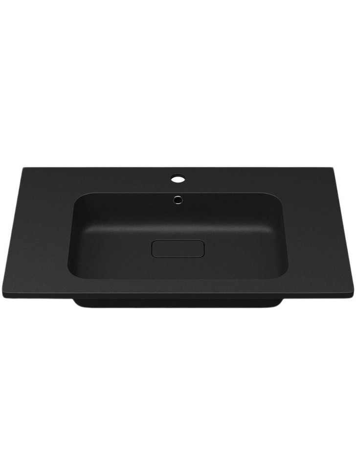 Раковина для ванной кварцевая Uperwood Lagoon Quartz 80х48х14,2 см, черная матовая, уголь