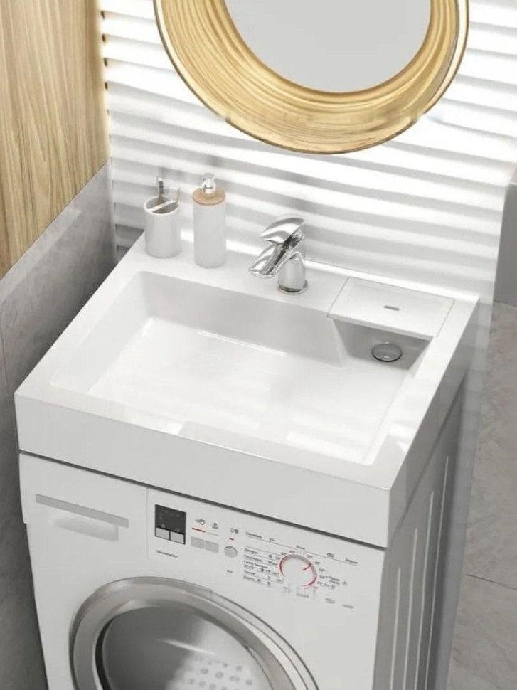 Раковина над стиральной машиной Uperwood Vission 60х50х11 см, белая глянцевая