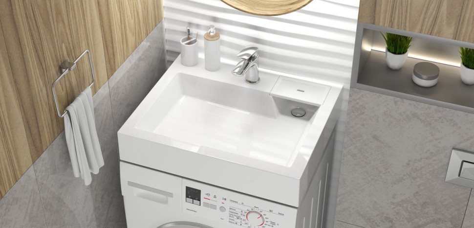 Раковина над стиральной машиной Uperwood Vission 60х50х11 см, белая глянцевая