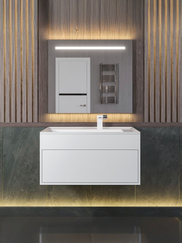 Тумба под раковину для ванной подвесная Uperwood Lotus Premium 80х50х42 см, белая