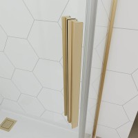 Душевой угол Veconi Ottimo P10 G, 900x900x1900, золото брашинг, стекло янтарное