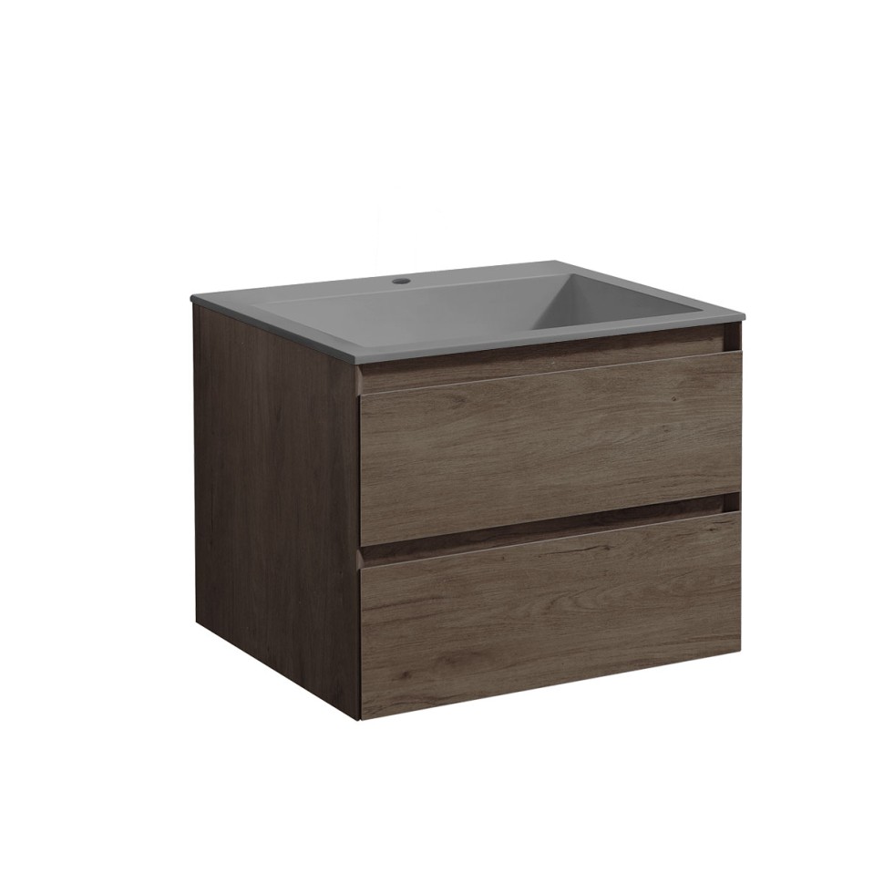 База под раковину Luka 600 подвесная, 2 выкатных ящика soft-close, R.Oak