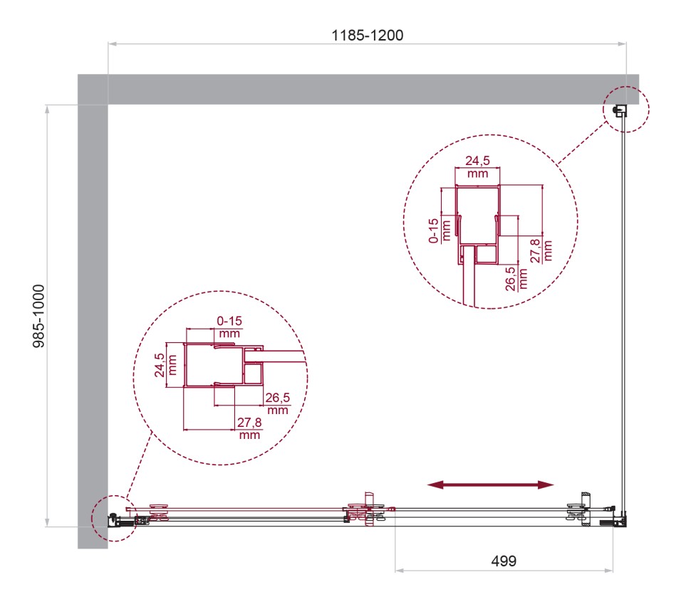 Душевой уголок BelBagno LUCE-AH-1-120/100-C-Cr