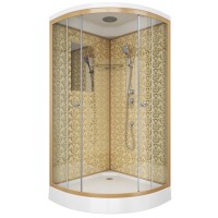 Душевая кабина Niagara Luxe NG-7702G (100x100х210) низкий поддон(15см),дверь раздвижная,стенки золото,3 места