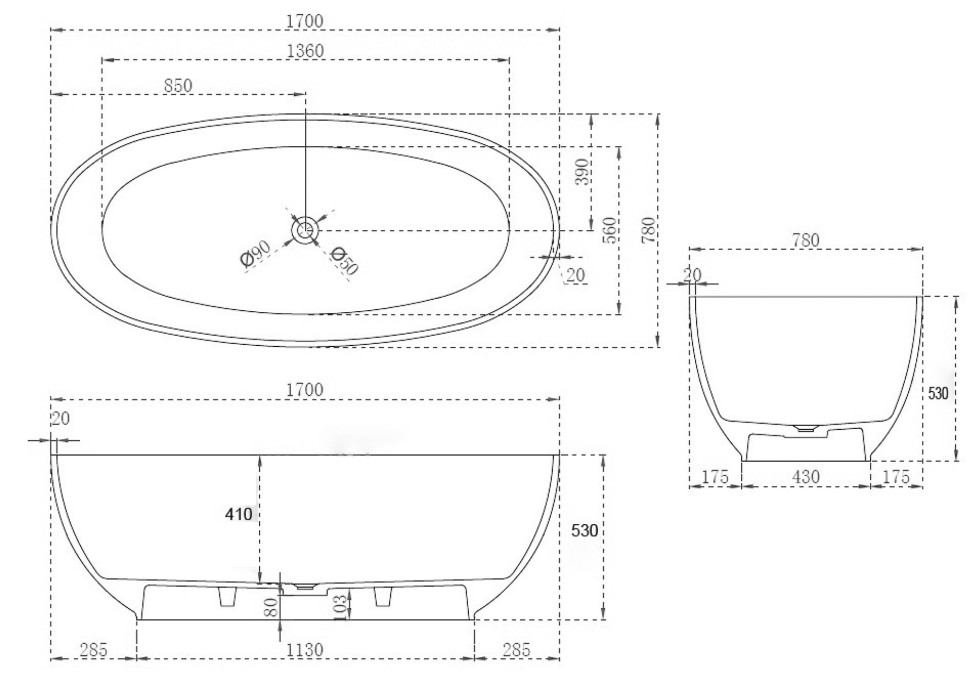 Прозрачная ванна ABBER Kristall AT9703Rubin красная
