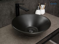 Раковина Gid N9102bg 53383 накладная черная графит 42x42x15