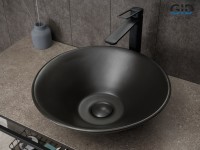 Раковина Gid N9102bg 53383 накладная черная графит 42x42x15