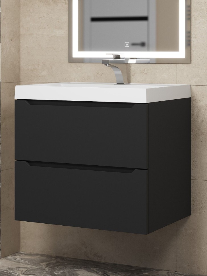 Тумба под раковину для ванной Uperwood Tanos 60 см, подвесная, черная матовая
