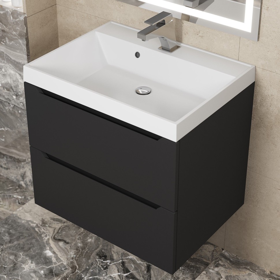Тумба под раковину для ванной Uperwood Tanos 60 см, подвесная, черная матовая