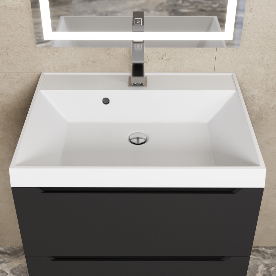 Тумба под раковину для ванной Uperwood Tanos 60 см, подвесная, черная матовая