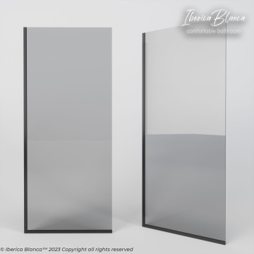 Шторка для ванны IBERICA BLANCA Mod.403 неподвижная тонированное стекло/черный 70х140см (IB403.TB.140.70)