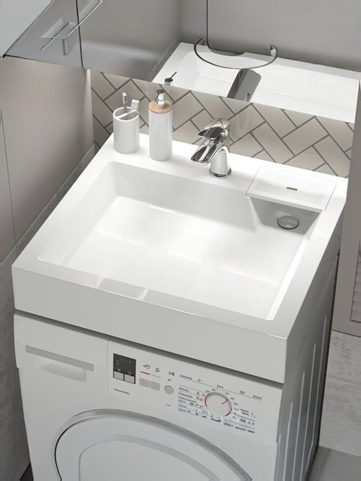 Раковина над стиральной машиной Uperwood Vission 60х55х11 см, белая глянцевая