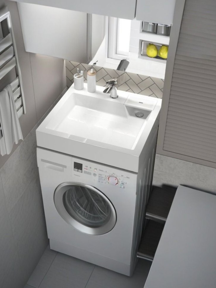 Раковина над стиральной машиной Uperwood Vission 60х55х11 см, белая глянцевая