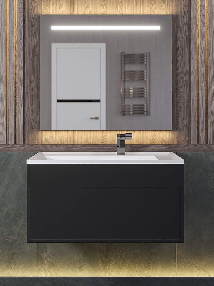 Тумба под раковину для ванной подвесная Uperwood Lotus Premium 80х50х42 см, черная