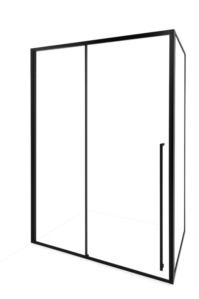 Timo Душевая дверь TDSS-120/03C-8R, раздвиж 1200*2000, проф черный + торцевое стекло TSS-1000/03C-8 1000*2000, проф черный