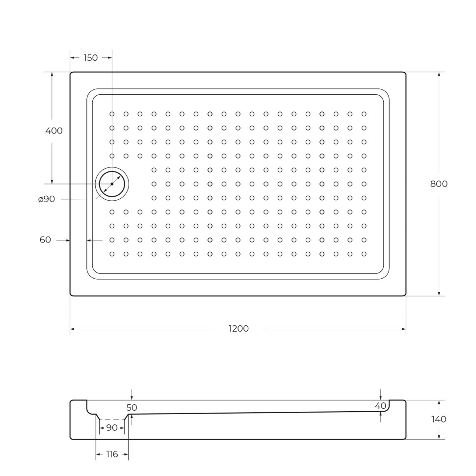 Акриловый поддон CEZARES TRAY-A-AH-120/80-15-W0