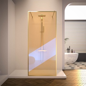 Душевая перегородка Veconi Korato KR-90GC, 1100x2000, брашированное золото, стекло хамелеон