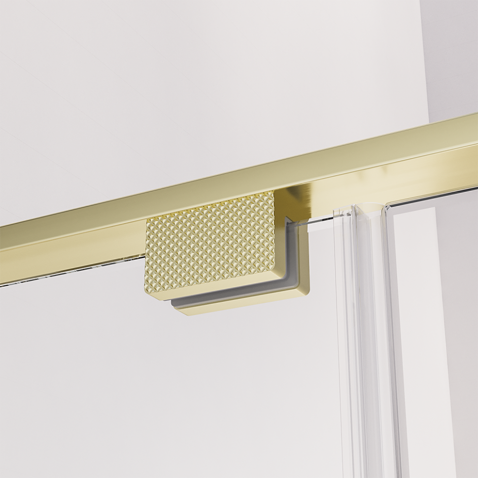 Душевая дверь распашная Veconi Premium Alassio G, 1300х2000, брашированное золото, стекло прозрачное осветленное