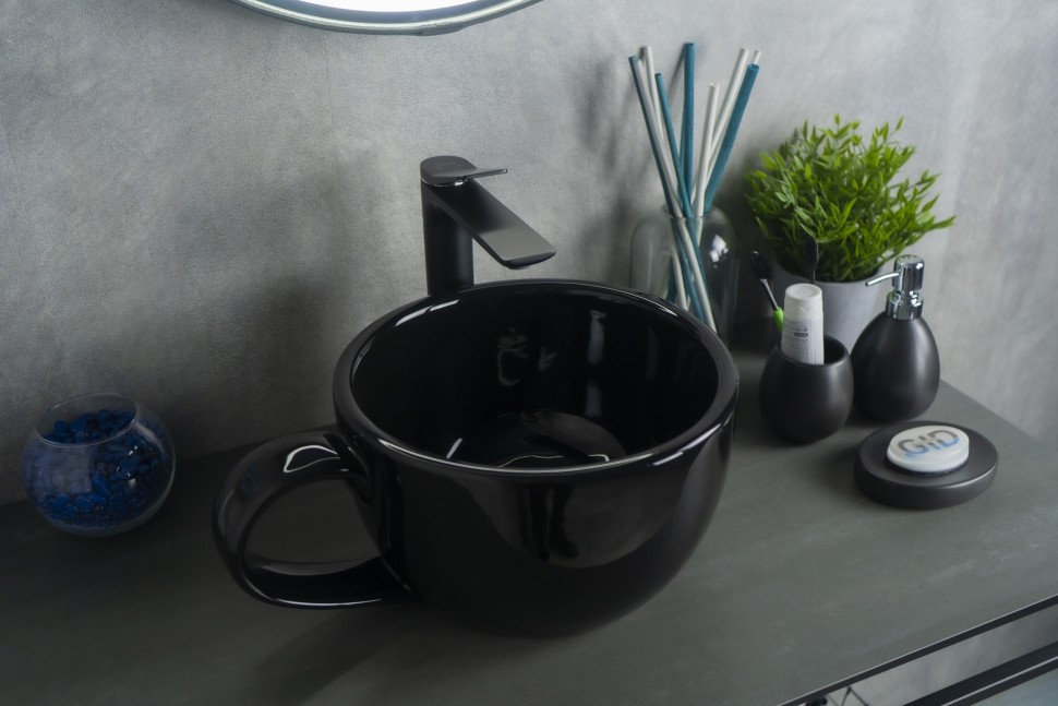 Раковина Gid Nc9077 52230 накладная черная глянцевая 40x30x18