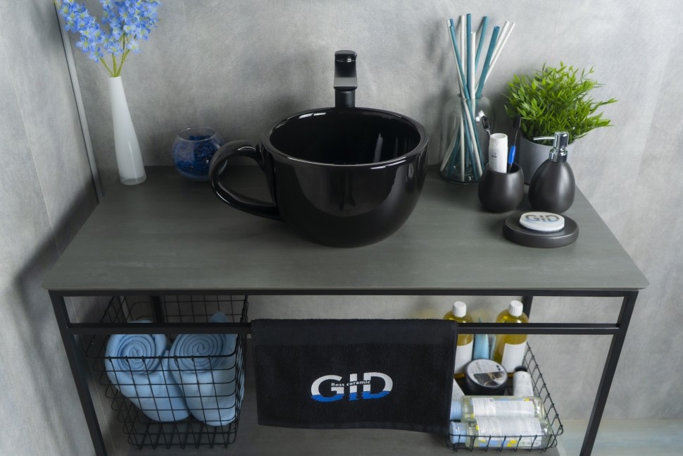 Раковина Gid Nc9077 52230 накладная черная глянцевая 40x30x18