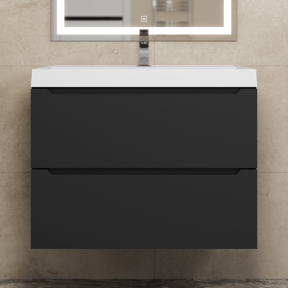 Тумба под раковину для ванной Uperwood Tanos 70 см, подвесная, черная матовая