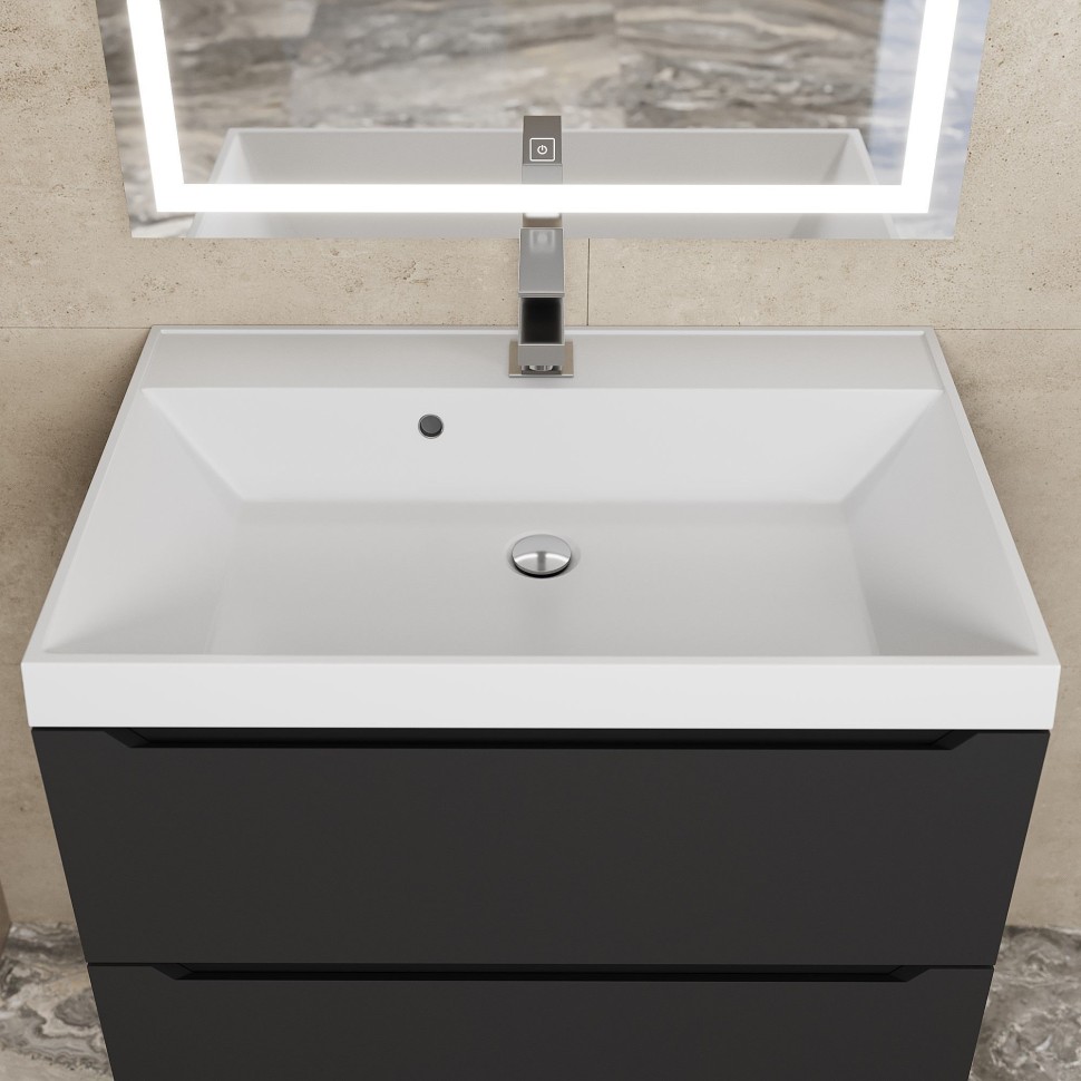 Тумба под раковину для ванной Uperwood Tanos 70 см, подвесная, черная матовая