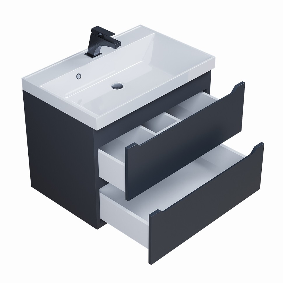 Тумба под раковину для ванной Uperwood Tanos 70 см, подвесная, черная матовая