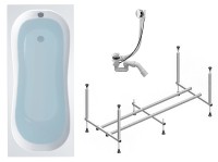 Комплект Акриловая ванна TIMO INKA1770 170*70*580+каркас+слив-перелив