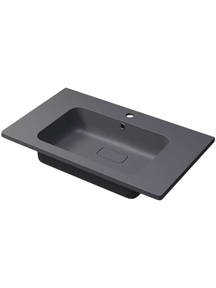 Раковина для ванной кварцевая Uperwood Lagoon Quartz 80х48х14,2 см, серая матовая, серый шелк