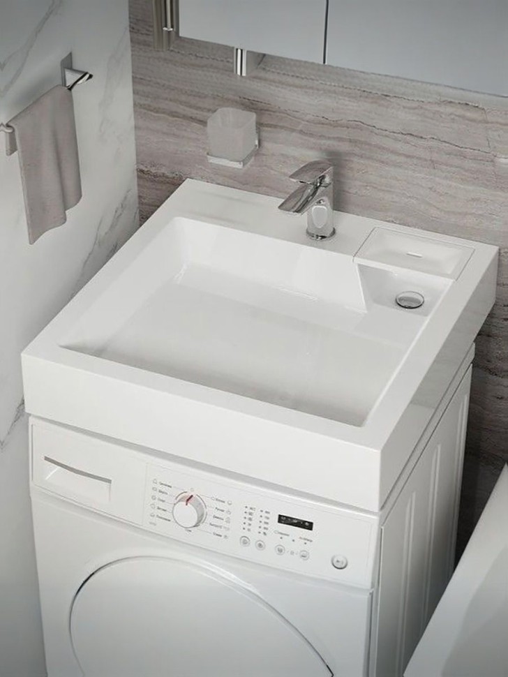 Раковина над стиральной машиной Uperwood Vission 60х60х11 см, белая глянцевая